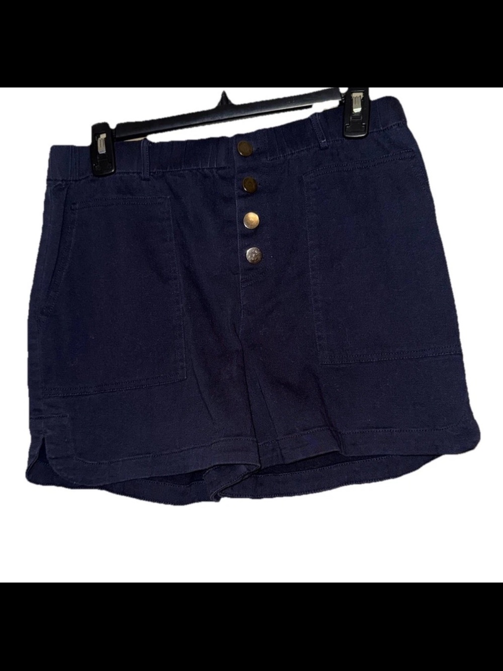 Skies Are Blue Navy High Waisted Button Front Shorts Medium